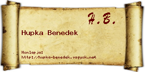 Hupka Benedek névjegykártya